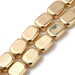 Светло-Золотое Покрытие Стеклянные бусины с гальваническим покрытием , прямоугольные, свет позолоченные, 10x8x4 мм, отверстие : 0.9 мм, около 40 шт / нитка, 15.51'' (39.4 см)