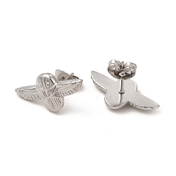 Stainless Steel Color 304 Stainless Steel Airplane Stud Earrings for Women, Stainless Steel Color, 10x19.5mm, Pin: 0.8mm
