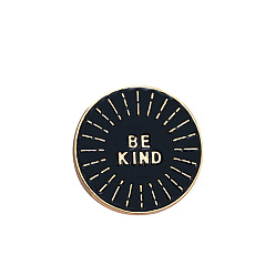 Round Halloween Word Be Kind Enamel Pin, Golden Alloy Brooch for Backpack Clothes, Round Pattern, 25mm