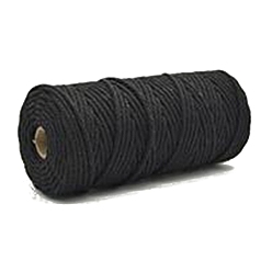 Black Cotton String Threads, Macrame Cord, Decorative String Threads, for DIY Crafts, Gift Wrapping and Jewelry Making, Black, 4mm, about 109.36 Yards(100m)/Roll