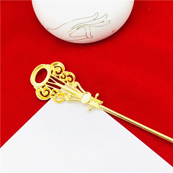 Golden Alloy Hair Stick Findings, Long-Lasting Plated, Golden, 178mm, Tray: 6x4mm and 14x10mm