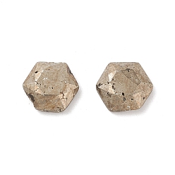 Pyrite Natural Pyrite Cabochons, Faceted, Hexagon, 10~10.5x12x4mm