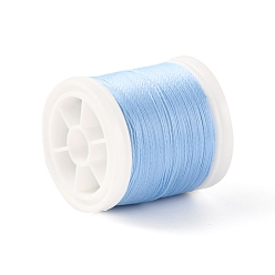 Light Sky Blue Luminous Polyester Cords, Round, Light Sky Blue, 0.1mm, about 109.36 Yards(100m)/Roll