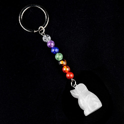 Хрусталь Брелок с кристаллами кварца, с кварцевым резонатором, аметист, ляпис, авантюрин, красный агат, красная яшма, собака, 11 см