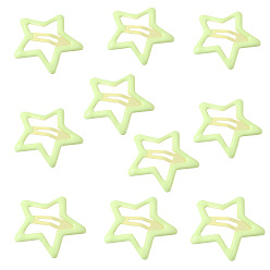 Pale Green Star Baking Painted Alloy Snap Hair Clips, Hair Accessories for Girl, Pale Green, 32mm