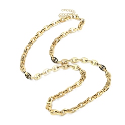 Golden Ion Plating(IP) 304 Stainless Steel Oval Link Chain Necklaces for Women, Golden, 19.88 inch(50.5cm)
