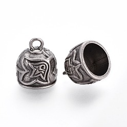 Thai Sterling Silver Plated Tibetan Style Alloy Cord Ends, End Caps, Lead Free & Nickel Free & Cadmium Free, Thailand Sterling Silver Plated, 18x15mm, Hole: 3mm, Inner Diameter: 12mm