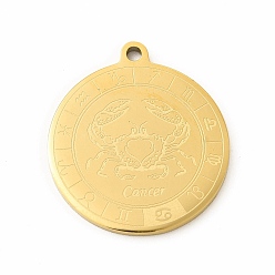 Рак 304 подвески из нержавеющей стали, плоско-круглые, рак, 28x24.5x1.6 мм, отверстие : 2 мм