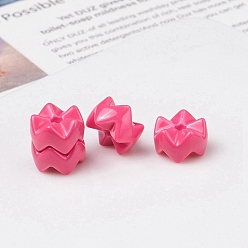 Hot Pink Opaque Acrylic Beads, Wave Snowflake, Hot Pink, 9.5x5mm, Hole: 2mm