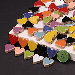 Mixed Color Porcelain Mosaic Tiles, Heart Shape Mosaic Tiles, for DIY Mosaic Art Crafts, Picture Frames, Mixed Color, 23x22x5mm, 24pcs/bag