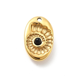 Черный 304 подвески из нержавеющей стали, с абс пластмассовой имитационной жемчужиной, овальные амулеты, ионное покрытие (ip), реальный 14 k позолоченный, чёрные, 17.5x11x6.5 мм, отверстие : 1.4 мм