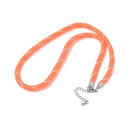 Dark Orange Ployester Core-Wrapped Round Cord Necklace Making, with Brass Finding, Platinum, Dark Orange, 17.72x0.18 inch(45x0.45cm)