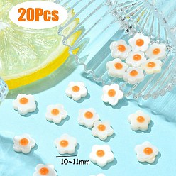 Оранжевый Естественных пресноводных стеклянные бусы, односторонняя с эмалью, цветок, оранжевые, 10.5~11x10.5~11x4 мм, отверстие : 0.7 мм