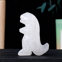Quartz Crystal Natural Quartz Crystal Carved Healing Dinosaur Figurines, Reiki Energy Stone Display Decorations, 35x55mm