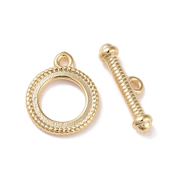 Real 24K Gold Plated Eco-friendly Brass Toggle Clasps, Cadmium Free & Lead Free, Long-Lasting Plated, Ring, Real 24K Gold Plated, Ring: 13x11x1.5mm, Bar: 4.5x15x3mm, Hole: 1.2mm