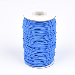 Dodger Blue Round Elastic Cord, with Fibre Outside and Rubber Inside, Dodger Blue, 2mm, about 76.55 yards(70m)/roll