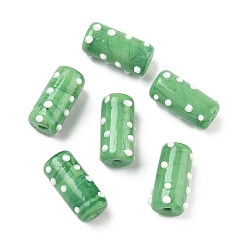 Темный Морско-зеленый Ручной работы Lampwork неровный бисер, столбец в горошек, темно-зеленый, 20x11x11~12 мм, отверстие : 1.8 мм