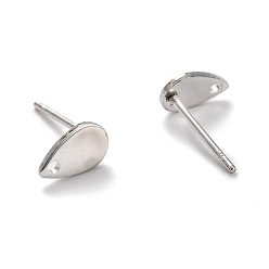 Stainless Steel Color 304 Stainless Steel Stud Earring Findings, with Flat Plate, Teardrop, Stainless Steel Color, 8x5x0.9mm, Hole: 1.2mm, Pin: 0.8mm