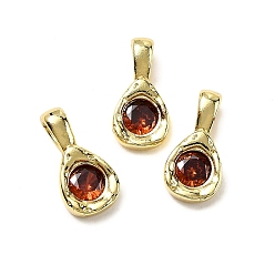 Красный Подвески-капельки из латуни с микропаве из кубических цирконий, стойки покрытие, долговечный, без кадмия и без свинца, золотые, красные, 12.5x6.5x4 мм, отверстие : 3.5x2.5 мм