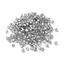 Gainsboro Electroplate Glass Beads, Half Plated, Bicone, Gainsboro, 4x4x3.5mm, Hole: 1mm, 720pcs/bag