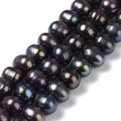 Black Natural Pearl Dyed Beads Strands, Round, Black, 8.5~9.5mm, Hole: 0.5mm, about 50pcs/strand, 15.75''(40cm)