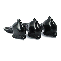 Obsidian Natural Obsidian Sculpture Display Decorations, for Home Office Desk, Dolphin, 38~41x17.5x26mm