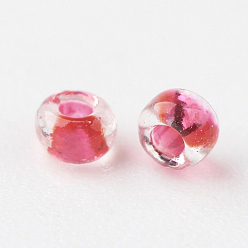 Светло-Вишневый Fgb 6/0 круглый стеклянный бисер класса А, прозрачные цвета внутри, светло-вишневый, 4x3 мм, отверстие : 1 мм, Около 4500 шт / фунт