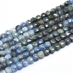 Kyanite Natural Kyanite/Cyanite/Disthene Beads Strands, Faceted, Cube, 6~7x6~7mm, hole: 1mm, about 63 pcs/Strand, 15.16 inch(38.5cm)