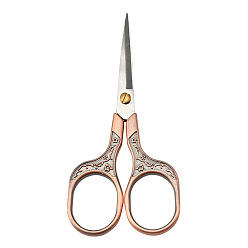 Red Copper Plum Pattern Stainless Steel Scissors, Embroidery Scissors, Sewing Scissors, with Zinc Alloy Handle, Red Copper, 12.6x5.8cm