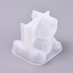 White 3D Bear Cell Phone Bracket Silicone Molds, Resin Casting Moulds, For UV Resin, Epoxy Resin Jewelry Making, Faceted, White, 99x95x82mm