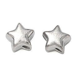 Stainless Steel Color 304 Stainless Steel Beads, Star, Stainless Steel Color, 6.5x6.5x4mm, Hole: 1mm