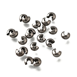 Черный Цвет Металла Латуни обжимной шарики охватывает, металлический черный, Размер : диаметром около 3 мм , отверстие : 1.2~1.5 мм