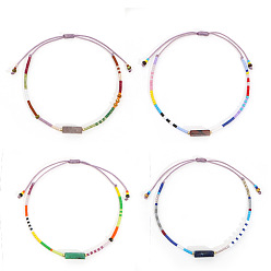 (52) Непрозрачная лаванда 4шт. регулируемые плетеные браслеты из стеклянных бусин в богемном стиле для женщин, повседневной и офисной одежды, разноцветные