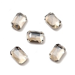 Satin K9 Glass Rhinestone Cabochons, Flat Back & Back Plated, Faceted, Octagon Rectangle, Satin, 6x4x2mm