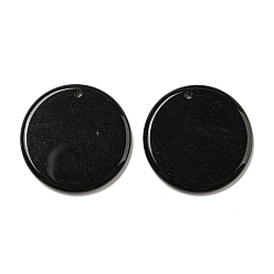Obsidian Natural Obsidian Pendants, Flat Round Charms, 29.5~30x3mm, Hole: 1.6mm