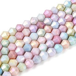 Разноцветный Антикоррозийные гальванические биконические стеклянные бусины, имитация драгоценных камней, с покрытием AB цвета, граненые, красочный, 4x4.2~4.5 мм, отверстие : 0.8 мм, около 94~96 шт / нитка, 14.76~15.16'' (37.5~38.5 см)