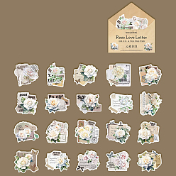 White 20Pcs Flower Paper Stickers, Floral Decorative Decals for Teens, Boys Girls Perfect for DIY Scrapbooking, White, 55x65mm
