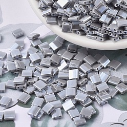 (TL443) Непрозрачный Серый Блеск Миюки тила бусины, японский бисер, 2-луночное, (тл 443) непрозрачный серый блеск, 5x5x1.9 мм, отверстие : 0.8 мм, Около 118 шт / 10 г