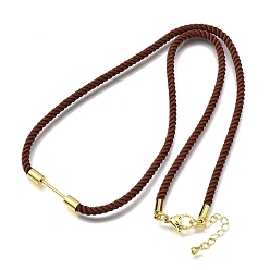 Кокосово-Коричневый 3мм круглые нейлоновые миланские шнуры для изготовления ожерелий, с латунными выводами и 303 застежками из лобстера из нержавеющей стали, золотые, долговечный, стойки покрытие, кокосового коричневый, 19.53 дюйм (49.6 см)