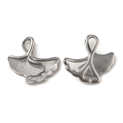 Stainless Steel Color 304 Stainless Steel Pendants, Ginkgo Leaf Charm, Stainless Steel Color, 16x16.5x3.5mm, Hole: 5x2mm