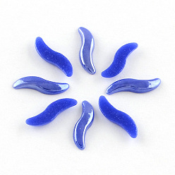 Blue Pearlized Plated Opaque Glass Cabochons, Twist, Blue, 14~15x4x2mm