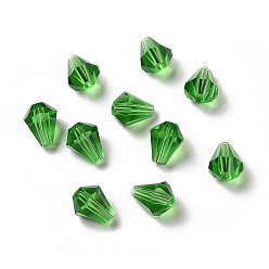 Green Glass Imitation Austrian Crystal Beads, Faceted, Diamond, Green, 10x9mm, Hole: 1mm