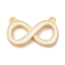 Белый Латунь эмаль подвески, прелести бесконечности, стойки покрытие, долговечный, без кадмия и без свинца, реальный 18 k позолоченный, белые, 9.5x16x2 мм, отверстие : 1 мм