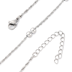 Нержавеющая Сталь Цвет 304 ожерелья из двойной круглой веревочной цепи из нержавеющей стали, цвет нержавеющей стали, 17.95 дюйм (45.6 см)