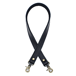 Black Leather Bag Strap, with Swivel Clasp, for Bag Replacement Accessories, Black, 58x2x0.45cm