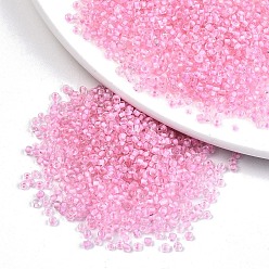 Pearl Pink 6/0 Glass Seed Beads, Transparent Inside Colours, Round Hole, Round, Pearl Pink, 6/0, 4~5x2.5~4.5mm, Hole: 1.2mm, about 4500pcs/bag