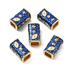 Синий Латунь микропаве прозрачный кубический цирконий европейский бисер, бусины с большим отверстием, прямоугольник со звездой и глазом, с эмалью, стойки покрытие, без кадмия и без свинца, долговечный, синие, 20x11x10 мм, отверстие : 7x7 мм