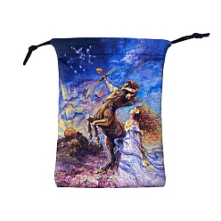 Sagittarius Constellation Theme Printed Velvet Packing Pouches, Drawstring Bags, for Presents, Party Favor Gift Bags, Rectangle, Sagittarius, 18x13cm