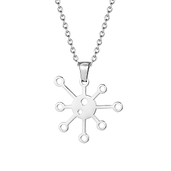 Stainless Steel Color Stainless Steel Pendant Necklaces, Flower, Stainless Steel Color, No Size