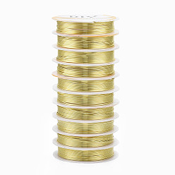 Golden Round Copper Jewelry Wire, Long-Lasting Plated, Golden, 20 Gauge, 0.8mm, about 9.84 Feet(3m)/roll